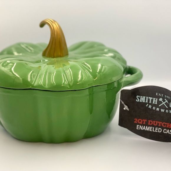 2QT Dutch Oven Green Pumpkin Smith & Cast Iron - Picture 2 of 8